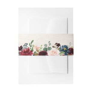 Bandeau De Faire-part Mariage Boho Russe Floral de la Marine Rouge de Bo