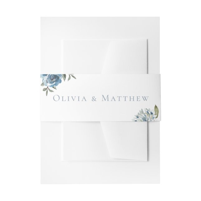 Bandeau De Faire-part Mariage botanique bleu Dusty (Devant example)