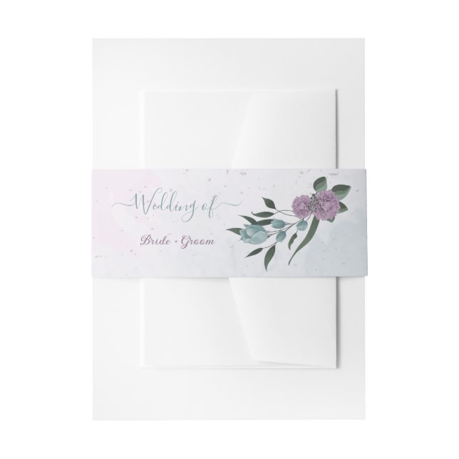 Bandeau De Faire-part mariage botanique de fleurs bleues violettes (Devant example)