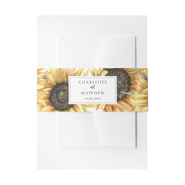 Bandeau De Faire-part Mariage botanique de tournesol à script floral (Devant example)