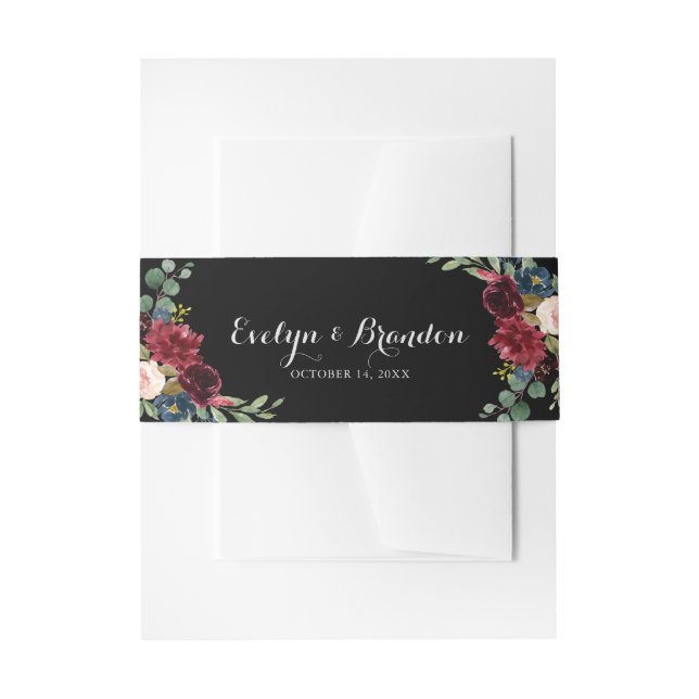 Bandeau De Faire-part Mariage botanique noir rustique (Devant example)