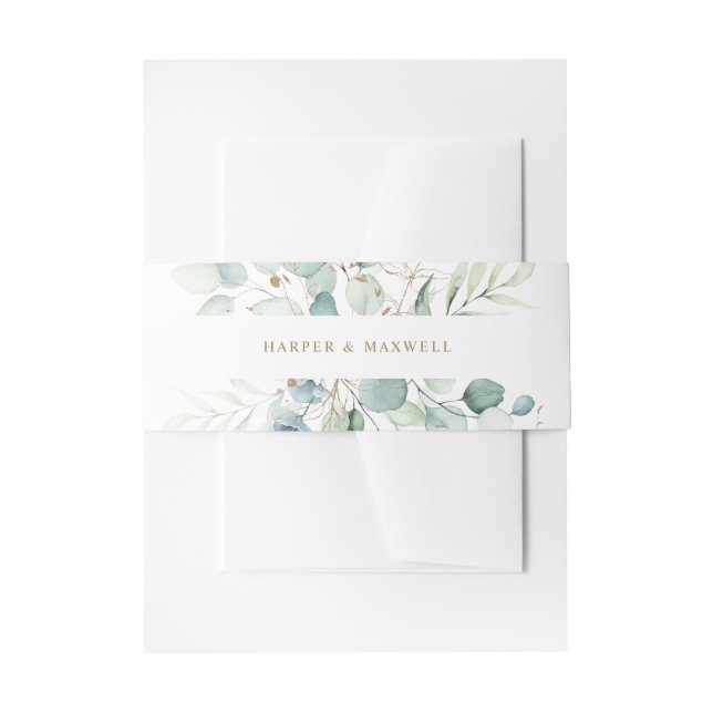 Bandeau De Faire-part Mariage botanique vert et or (Devant example)