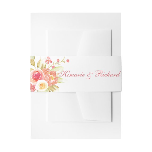 Bandeau De Faire-part Mariage Bouquet Rose Aquarelle (Devant example)