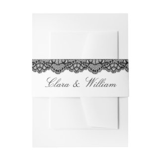 Bandeau De Faire-part Mariage calligraphié avec bordure en dentelle noir