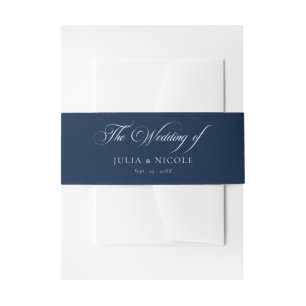Bandeau De Faire-part Mariage Calligraphie Ivoire Bleu Marine Classique