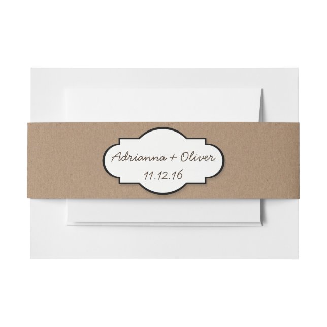Bandeau De Faire-part Mariage campagnard Brown rustique de papier (Devant Example)