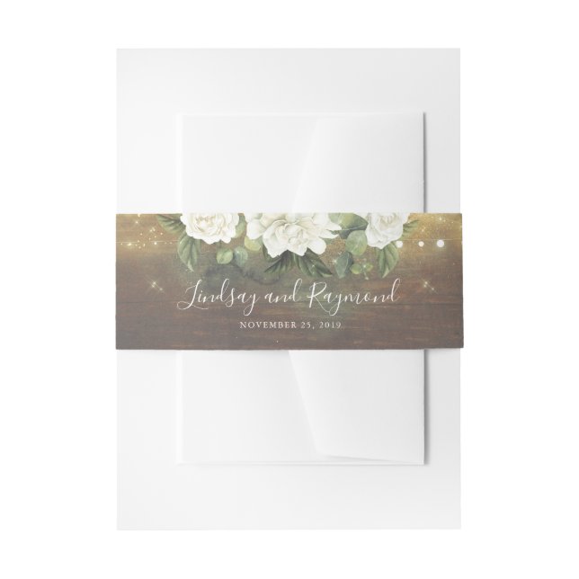 Bandeau De Faire-part Mariage campagnard floral blanc rustique (Devant example)