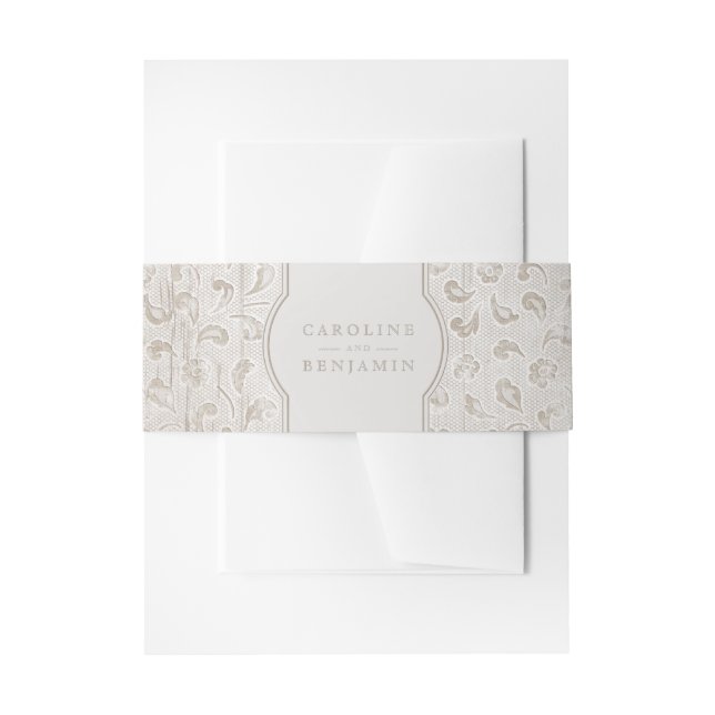 Bandeau De Faire-part Mariage campagnard rustique en dentelle blanche (Devant example)
