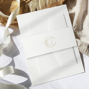 Bandeau De Faire-part Mariage céleste du monogramme d'or