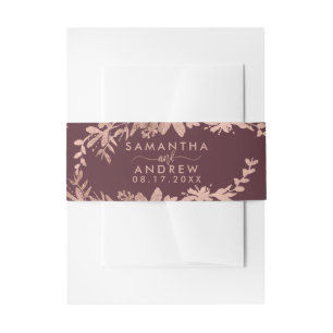 Bandeau De Faire-part Mariage chic floral de Bourgogne de typographie