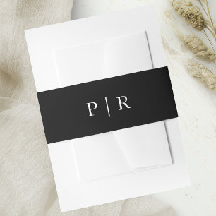 Bandeau De Faire-part Mariage Chic Monogramme Noir et Blanc