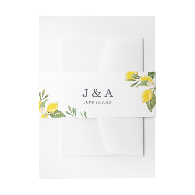 Bandeau De Faire-part Mariage citron feuillage rustique Monogramme Botan (Devant example)