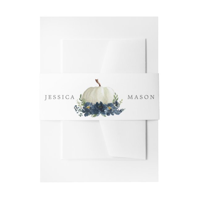 Bandeau De Faire-part Mariage Citrouille bleu de la marine (Devant example)