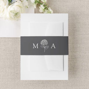 Bandeau De Faire-part Mariage classique au Monogramme d'Hydrangea au Cha