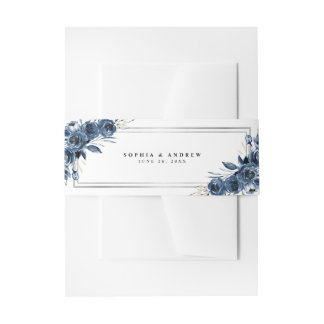 Bandeau De Faire-part Mariage Classique Botanique Élégant Moderne Bleu M