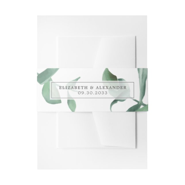 Bandeau De Faire-part Mariage contemporain classe de verdure eucalyptus (Devant example)