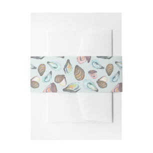 Bandeau De Faire-part Mariage côtier à l'aquarelle aux huîtres