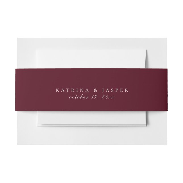 Bandeau De Faire-part Mariage couleur rouge Bourgogne solide (Devant Example)
