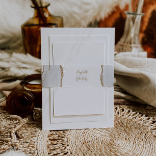 Bandeau De Faire-part Mariage d'âge gris blanc or moderne