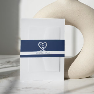 Bandeau De Faire-part Mariage d'Ancre cardiaque de la corde bleue marine