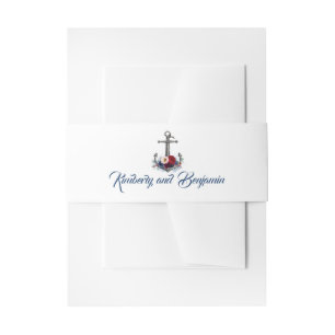 Bandeau De Faire-part Mariage d'Ancres Floral Marine Blue et Marsala