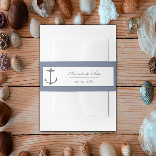 Bandeau De Faire-part Mariage d'Ancres nautiques simple Dusty Blue