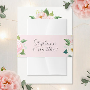 Bandeau De Faire-part Mariage d'aquarelle botanique de rose pâle