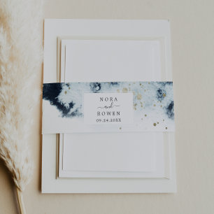 Bandeau De Faire-part Mariage d'aquarelle de la marine Abstraite