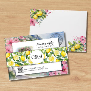 Bandeau De Faire-part Mariage d'aquarelle italien Citron Citrus Motif