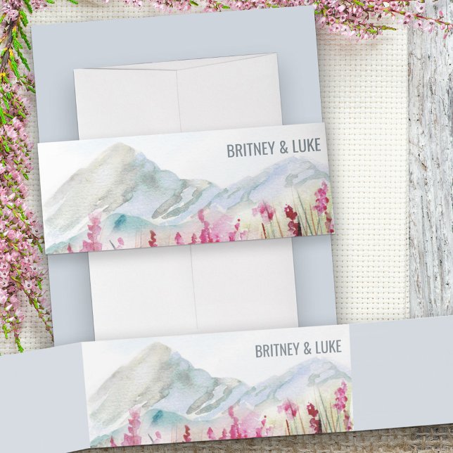 Bandeau De Faire-part Mariage d'aquarelle Mountain Meadow (Créateur téléchargé)