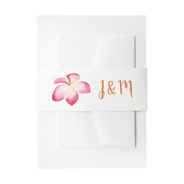 Bandeau De Faire-part Mariage d'aquarelle Sunset Plumeria (Devant example)
