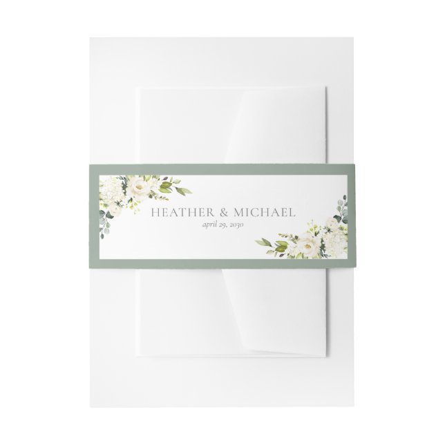 Bandeau De Faire-part Mariage d'aquarelle vert gris blanc Invitat (Devant example)