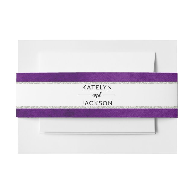 Bandeau De Faire-part Mariage d'argent violet violet floral enchanté (Devant Example)