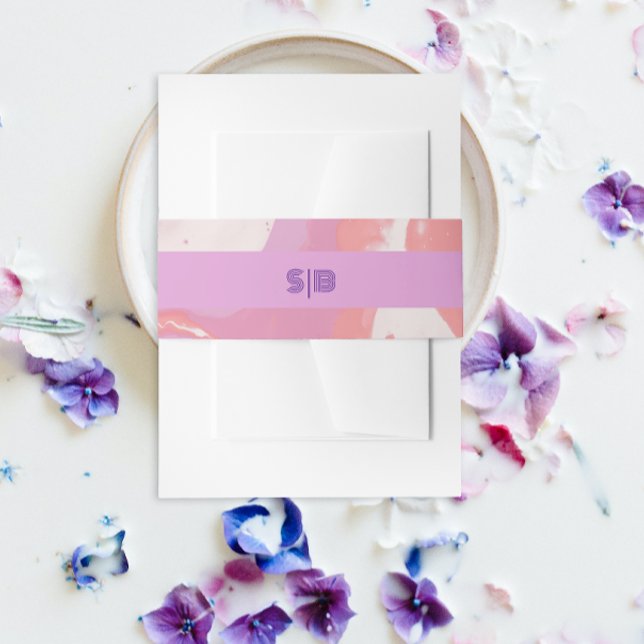 Bandeau De Faire-part Mariage d'art Abstrait Pink Pastel (Créateur téléchargé)