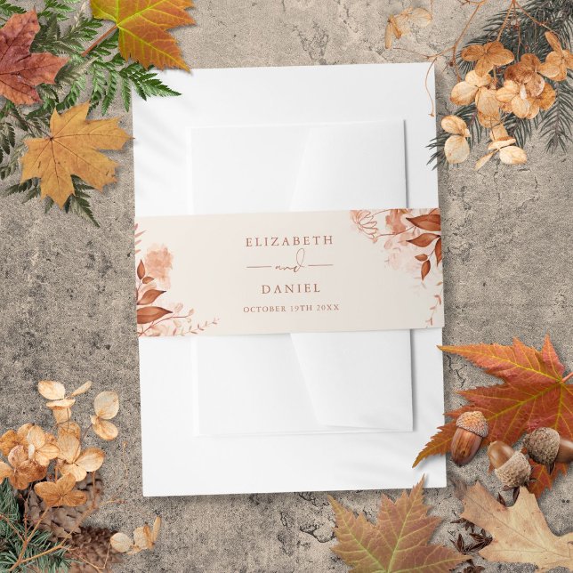 Bandeau De Faire-part Mariage de automne d'automne floral rustique (Rustic Floral Autumn Fall Wedding Invitation Belly Band)