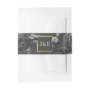 Bandeau De Faire-part Mariage de bouquet Black Gold Rose