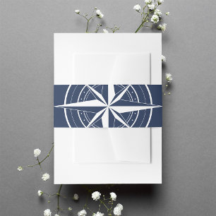 Bandeau De Faire-part Mariage de boussole bleu et blanc de la marine