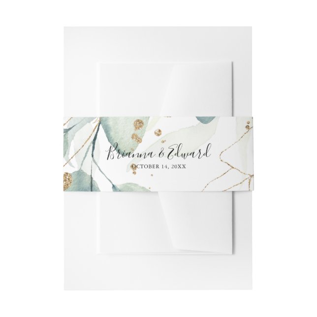 Bandeau De Faire-part Mariage de calligraphie d'Eucalyptus d'or (Devant example)