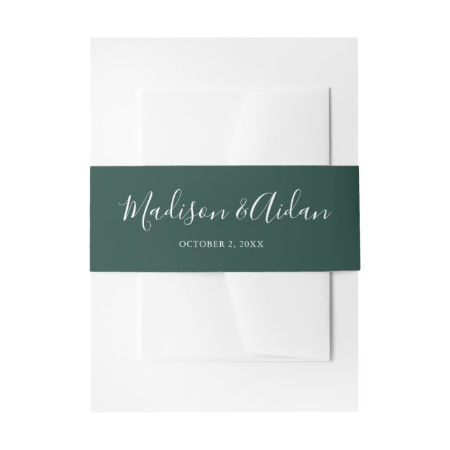Bandeau De Faire-part Mariage de calligraphie Emerald Green (Devant example)