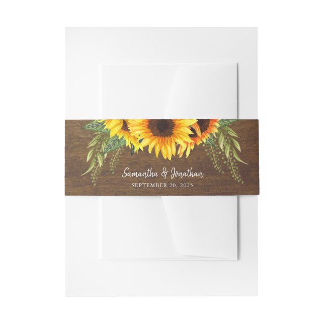 Bandeau De Faire-part Mariage de calligraphie manuscrite des tournesols  (Devant example)