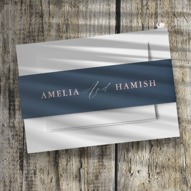 Bandeau De Faire-part Mariage de calligraphie moderne bleu et bleu (Créateur téléchargé)