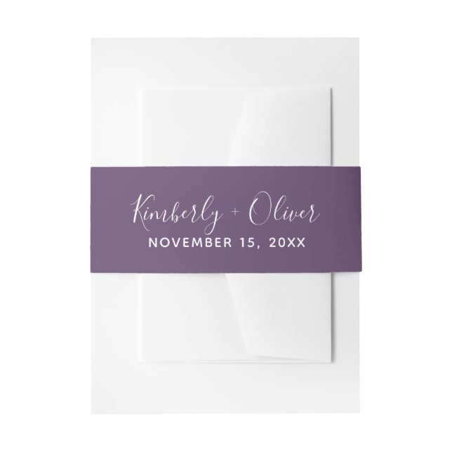 Bandeau De Faire-part Mariage de calligraphie simple violet (Devant example)