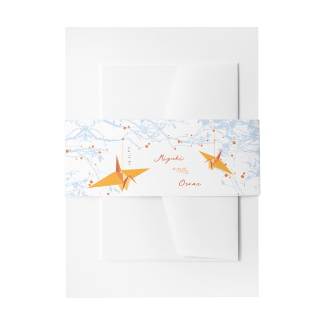 Bandeau De Faire-part Mariage de citation d'amour et de grues d'origine  (Devant example)