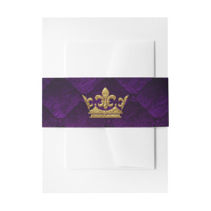 Bandeau De Faire-part Mariage de conte de fées Couronne Royale Violette