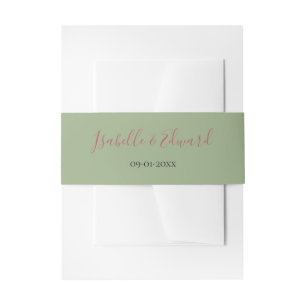 Bandeau De Faire-part Mariage de couleur vert sauge uni élégant