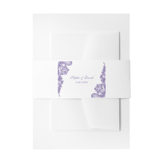 Bandeau De Faire-part Mariage de dentelle ultra violet moderne (Devant example)