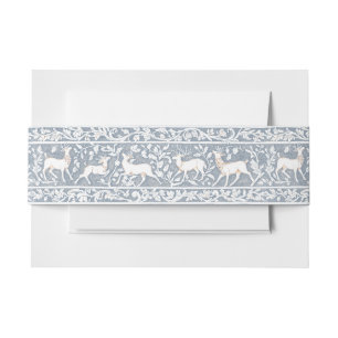 Bandeau De Faire-part Mariage de fantaisie médiévale cerf bleu or gravur