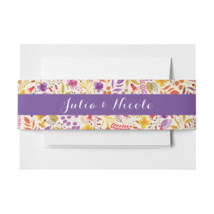 Bandeau De Faire-part Mariage de feuillage de Fleur sauvage Boho violet
