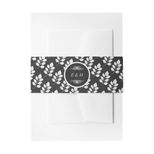 Bandeau De Faire-part Mariage de feuille florale de tableau noir