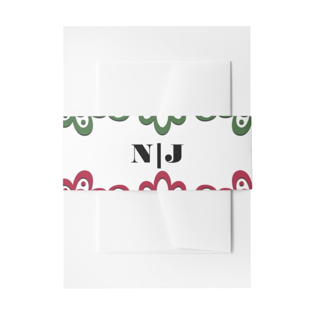 Bandeau De Faire-part Mariage de fiesta vert et rouge (Devant example)